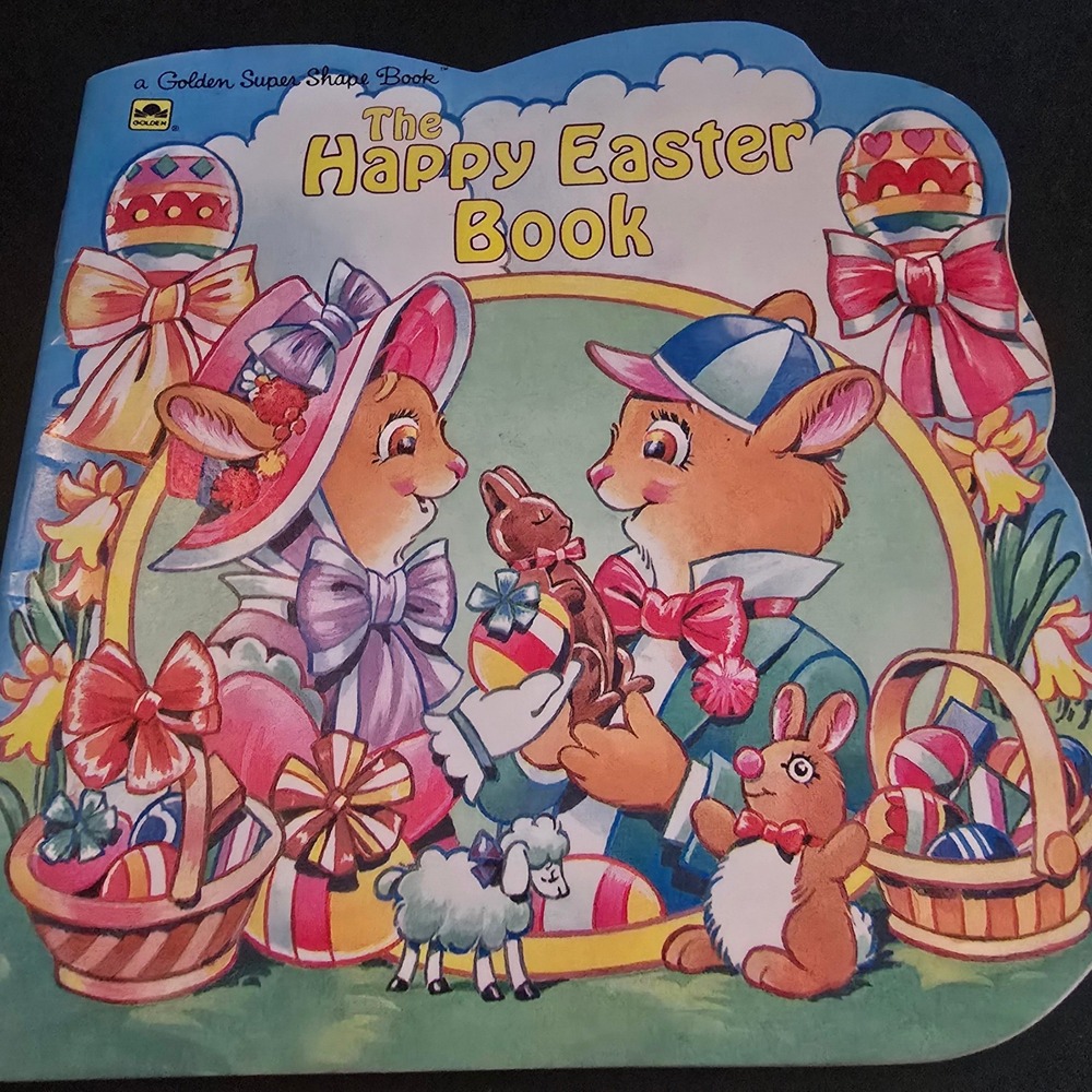 Vintage 1980s Golden Super Shape Book Kids OS Multi The Happy Easter Book 1985